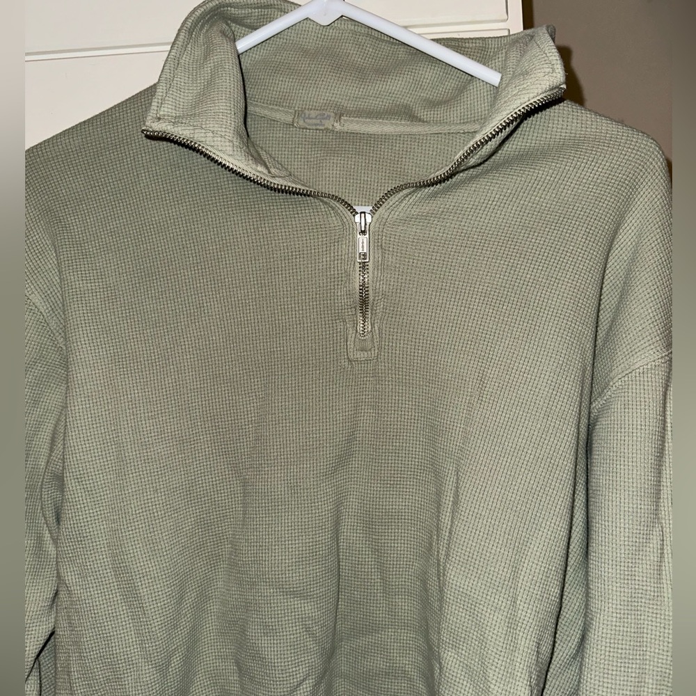 COZZYY AND CUTE SAGE GREEN BRANDY QUARTER ZIP